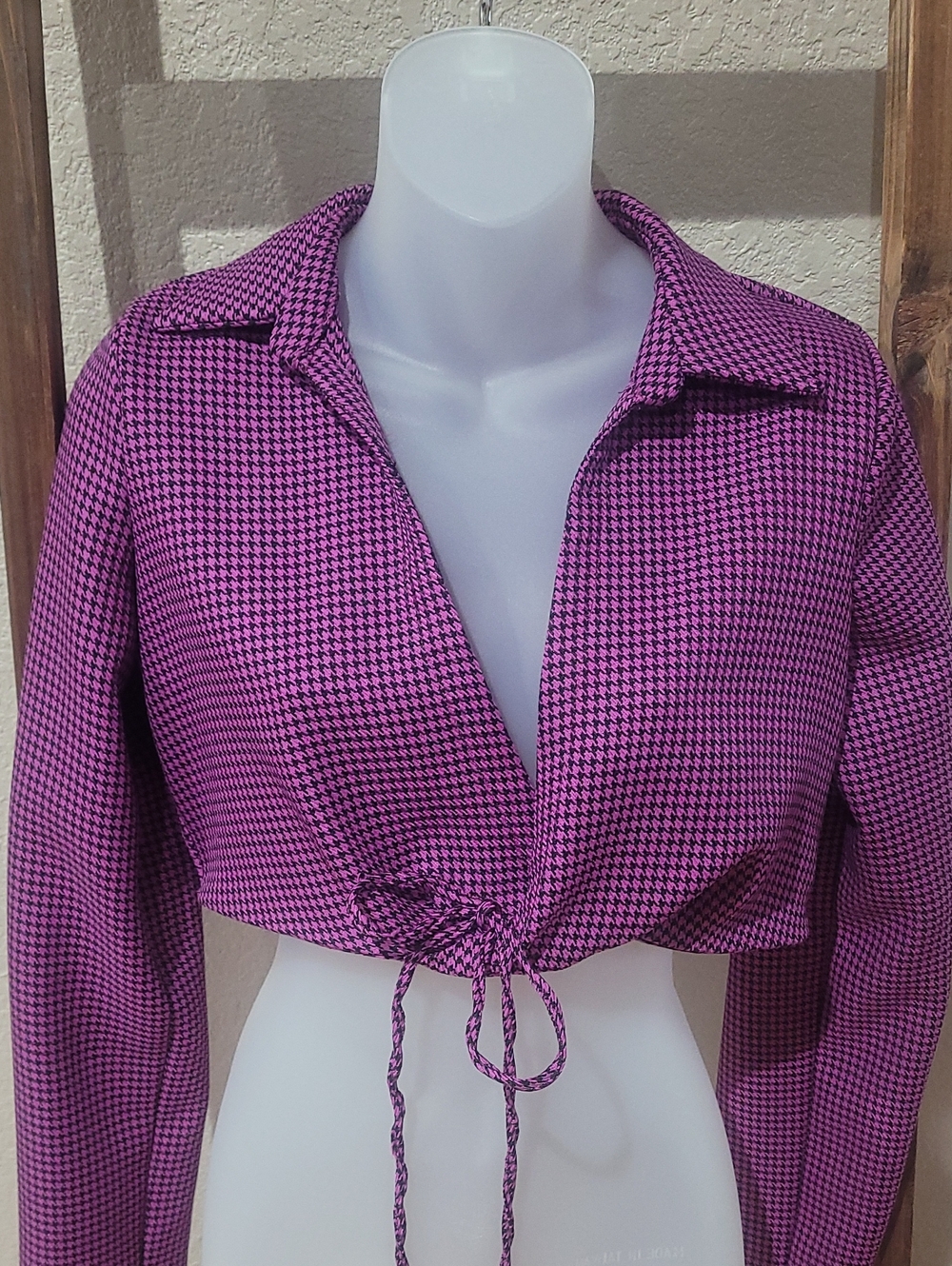 Zara Purple Houndstooth Cropped Top /Blazer